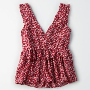 American Eagle Peplum Sleeveless Top